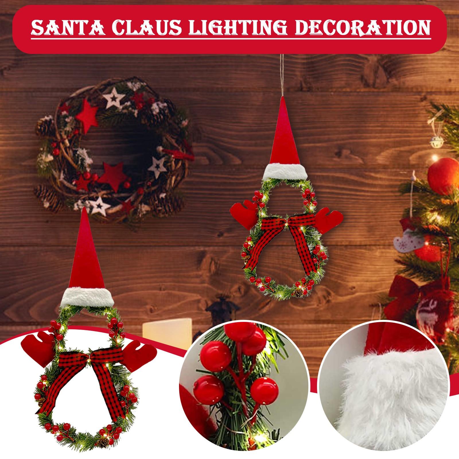 Рождественский венок для двери, Веселый рождественский венок, Рождественский венок с огнями, Светящийся рождественский венок, Уличный рождественский венок