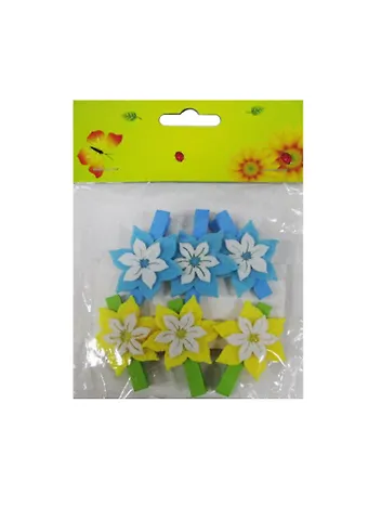 Набор прищепок, 6 шт, в пакете с хедером, цветочки (11-06943-13)