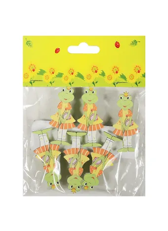 Набор прищепок, 6 шт, в пакете с хедером, лягушата (11-06943-18)