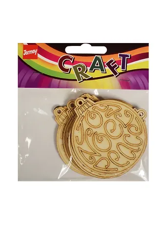 Деревянные заготовки в пакете с хедером, 6 шт, елочные игрушки