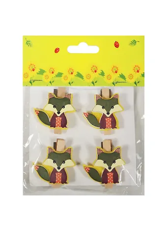 Набор прищепок, 4 шт, в пакете с хедером, лисы 2 (11-06943-22)