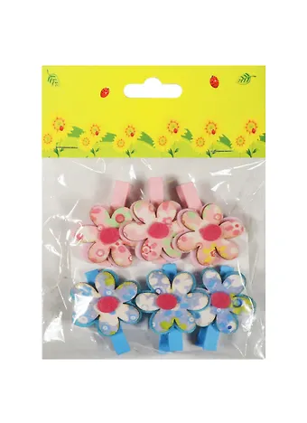 Набор прищепок, 6 шт, в пакете с хедером, цветочки с шестью лепестками (11-06943-2)